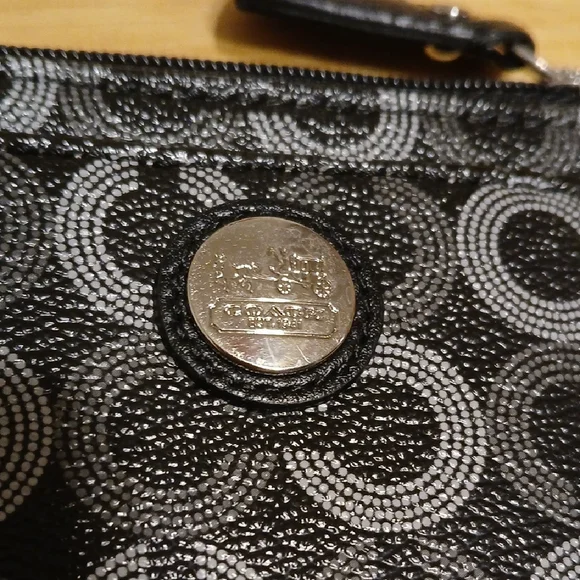 Coach Black and Silver Patterned Coin Pouch EUC - Picture 2 of 5